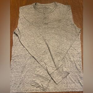 Men's Gray Long Sleeve American Eagle Henley Size M